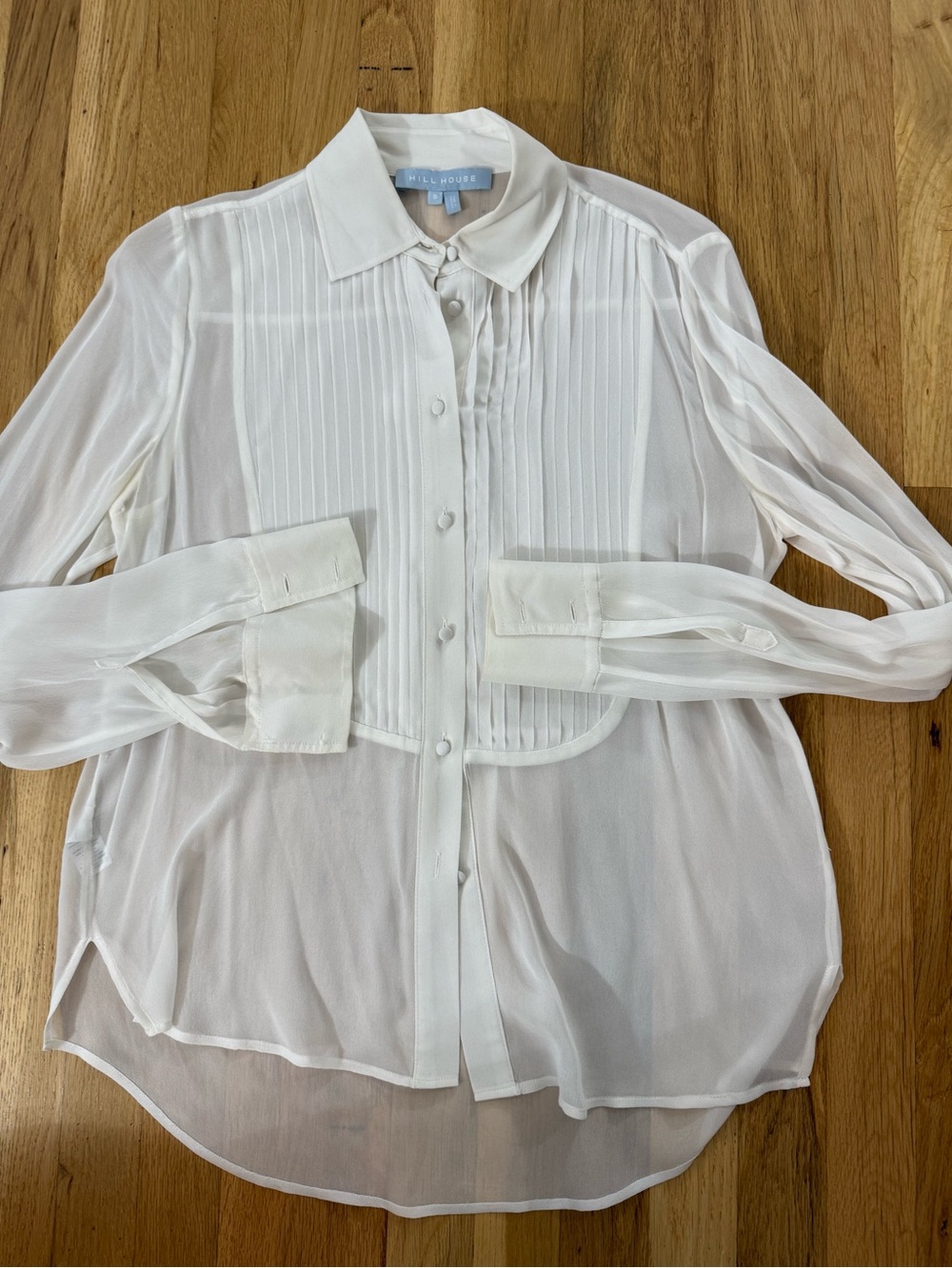 ClSheer Pintuck Button-Up Blouse